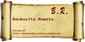 Benkovits Romola névjegykártya